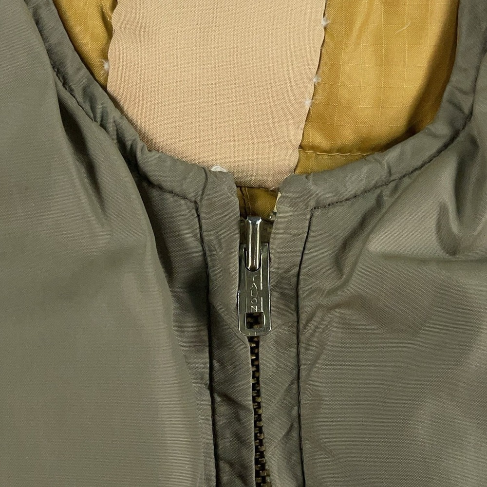 Vintage 1960s Eddie Bauer Goose Down Vest Olive Green Talon Zipper Gusset - Picture 5 of 14